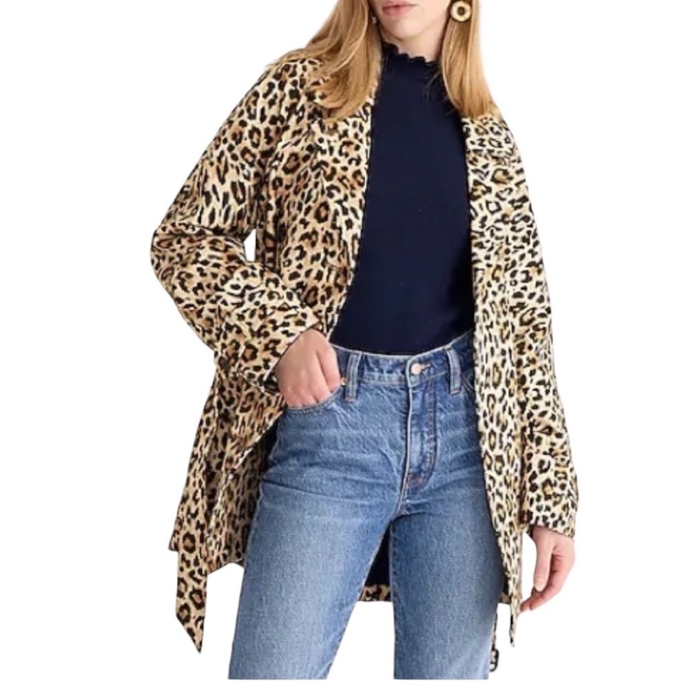 J.Crew Collection Short Trench Coat Leopard L